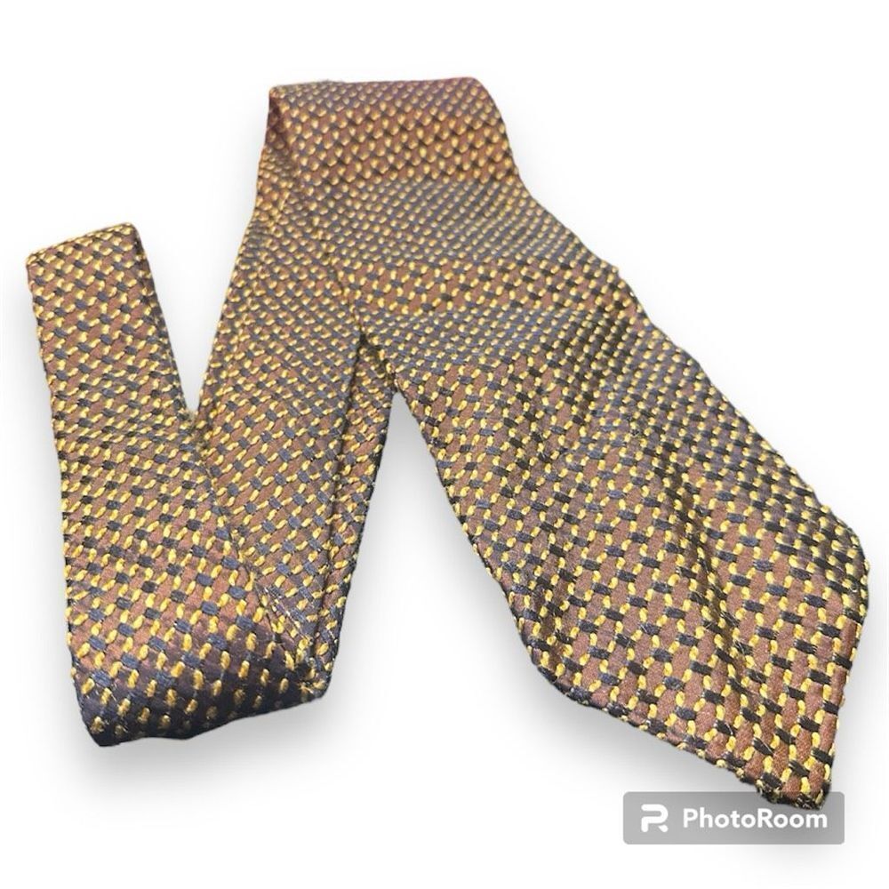 Ermenegildo Zegna Silk Tie Gold Patterned Classic Width Men's Accessory